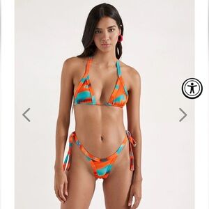 ONEONE SWIMWEAR orange/blue bikini set (Small)